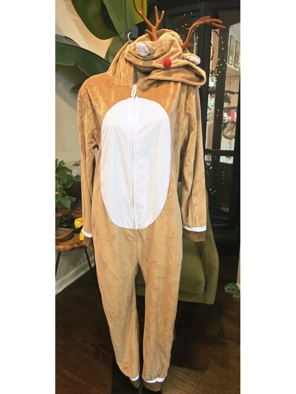 Tipsy Elves Rudolph the Red-Nosed Reindeer Adult Fleece Jumpsuit - Size Medium